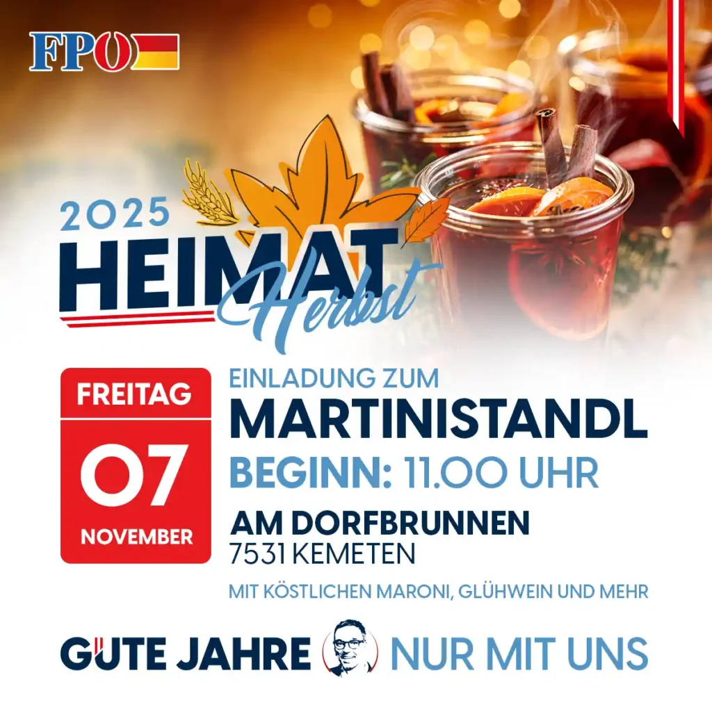 FPÖ Kemeten - Martini Standl 2025 - Freitag 7. November ab 11:00 Uhr - Am Dorfbrunnen in Kemeten